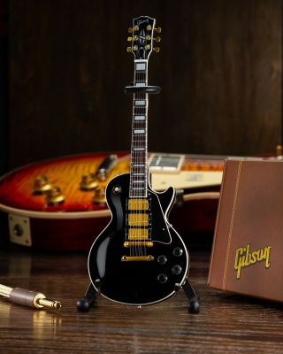 Gibson Les Paul Custom Ebony Handcrafted 1:4 Scale Mini Guitar Black Beauty 3