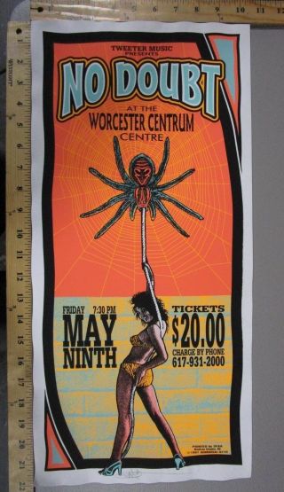 1997 Rock Concert Poster No Doubt Mark Arminski Signed Worcester Center Spider