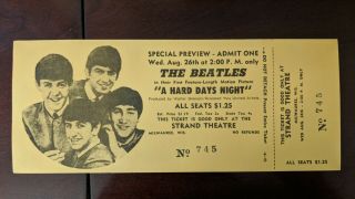 The Beatles A Hard Days Night 1964 Spec Preview Movie Premiere Ticket