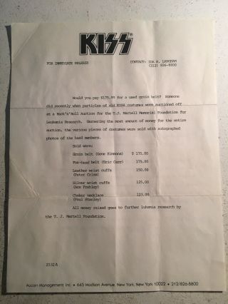 Kiss - 1981 Polygram Records Press Releases The Elder.  Scarce Press Kit Stuff
