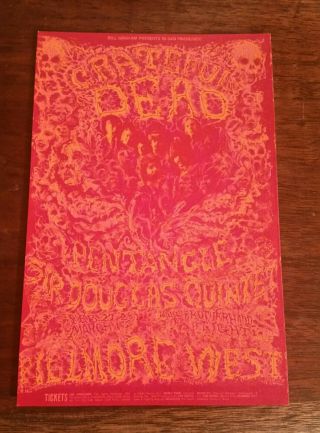 Large Grateful Dead Postcard Bg 162 Fillmore West 1969 7 " X 4.  5 " W/ Pentangle