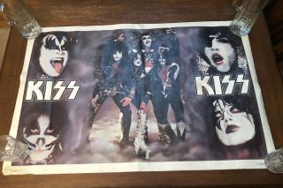 Vintage 1977 Kiss Poster Glitter Destroyer Aucoin Mgmt 35 " X 23 " Dargis 3507