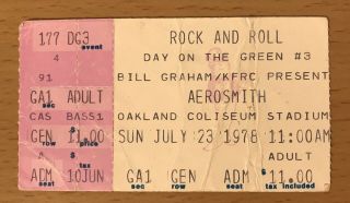 1978 Day On The Green Oakland Concert Ticket Stub Van Halen Ac/dc Aerosmith