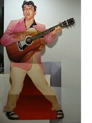 Vintage Life Size Elvis Presley In Pink Suit Light Cardboard Poster (1992) Excel