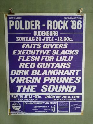 Polder Rock 1986 Vintage Festival Concert Tour Poster The Sound Virgin Prunes