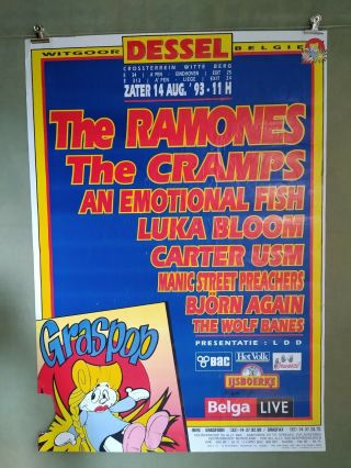 Graspop 1993 Vintage Festival Concert Tour Poster The Ramones The Cramps