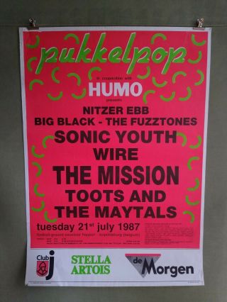 Pukkelpop 1987 Vintage Festival Concert Tour Poster Sonic Youth Wire Big Black