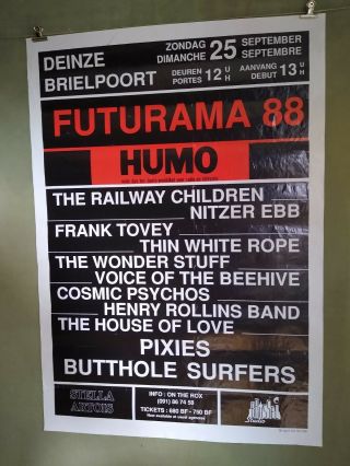 Futurama 1988 Vintage Festival Concert Tour Poster Pixies Nitzer Ebb Frank Tovey