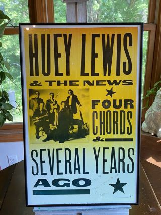 Vintage Signed Huey Lewis And The News Poster Album Promo Signed Radio Promo