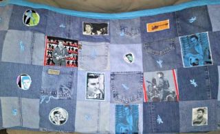 Elvis Presley Lap Quilt Handmade One Of A Kind Denim And Flannel 55 " X 45 " Throw