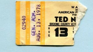 1978 Ted Nugent Van Halen Concert Ticket Stub Binghampton Weekend Warriors Tour