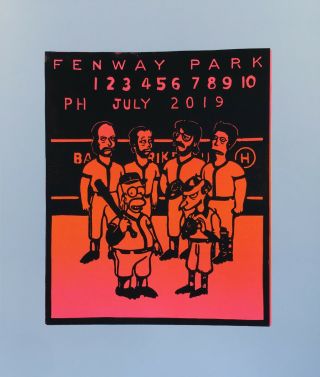 Phish Fenway Park 2019 Linocut Block Printed Poster Boston Simpsons