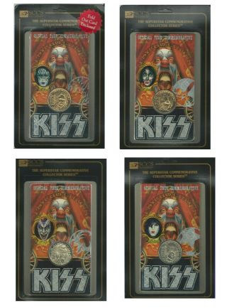 Kiss Psycho Circus Big Set Of 5 Coins (2) 24k Gp (2) N/s (1) Gene Promo