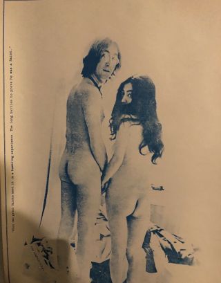 John Lennon/ Yoko Ono Vintage Two Virgins Poster 28.  5”x 22.  5”.  Poster Stock.  Nm