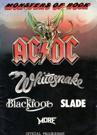 Ac/dc 1981 Monsters Of Rock Tour Concert Program Book - Whitesnake - Slade - Blackfoot