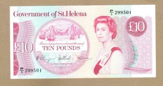 Saint Helena: 10 Pounds Banknote,  (unc),  P - 8b,  1985,