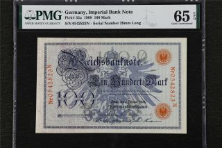 1908 Germany Imperial Bank Note 100 Mark Pick 33a Pmg 65 Epq Gem Unc