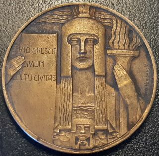 Médaille Art Déco - Belgique - Certo Crescit Civium Cultu Civitas Par G Verbanck