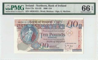 2000 Northern Ireland Belfast 10 Pounds " Ar " ( (pmg 66 Epq))