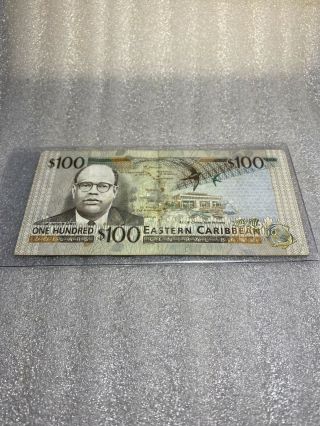 1998 Eastern Caribbean $100 Dollars Currency Banknote - St Kitts 2