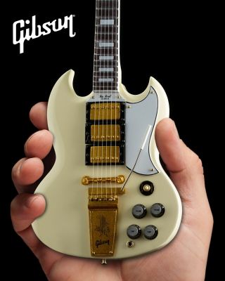 Gibson 1964 Sg Custom White Handcrafted 1:4 Scale Mini Guitar Model