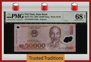 Tt Pk 121a 2003 Viet Nam State Bank 50000 Dong Ho Chi Minh Pmg 68 Epq Gem