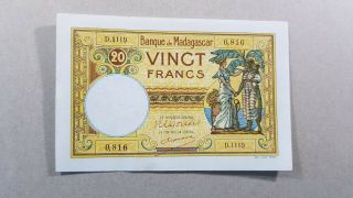 Madagascar 20 Francs 1937 Uncirculated
