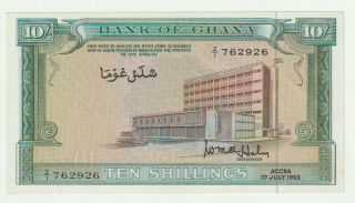 Ghana,  10 Shillings Banknote,  1.  7.  1963,  Choice Uncirculated,  P 1 - D