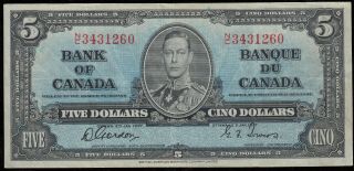1937 Bank Of Canada $5 Banknote - S/n: N/c3431260