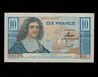 French Equatorial Africa:p - 21,  10 Francs,  1947 Jean - Baptiste Colbert Vf,
