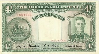 Bahamas 4 Shillings Currency Banknote P - 9b 1936