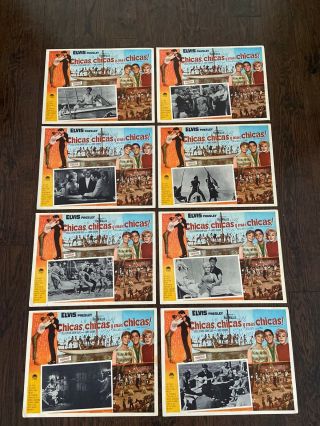 Elvis Presley Girls Girls Girls Complete Set Of 8 Mexican Lobby Cards