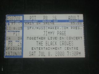 Jimmy Page & The Black Crowes 2000 Ticket Stub Entertainment Centre Camden Nj