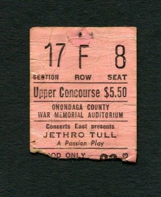 1973 Jethro Tull Steeleye Span Concert Ticket Stub Syracuse Ny A Passion Play