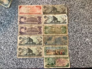 Banco Central de Costa Rica notes 1000,  500,  100,  50,  10,  5 Colones (11 notes) 2