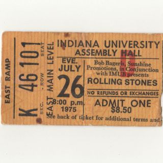 The Rolling Stones Concert Ticket Stub Bloomington In 7/26/75 Made In The Shade