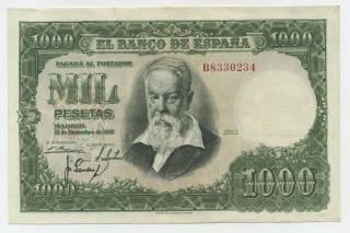 Spain España 1000 Pesetas 21 - 12 - 1951 Pick 143.  A Vf,  Circulated Banknote
