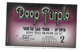 Deep Purple Concert Ticket Stub Tour From Israel 08\09\08