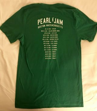 Pearl Jam boston t shirt fenway park xxl 2x 2018 pj tour green clover 2