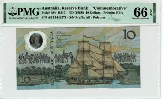 Australia P 49b 1988 (nd) 10 Dollars Commemorative Pmg 66 Epq Gem Unc
