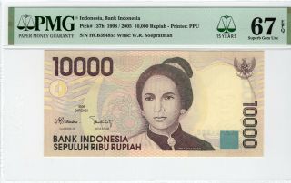 Indonesia Banknote 10000 Rupiah 1998 Pmg 67 Epq