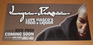 Lupe Fiasco’s Food & Liquor Poster 2 - Sided Promo 12x24 Rap Rare
