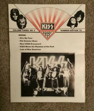 Kiss - Rare Kiss Army Newsletter Vol 3 No 2 Summer 1978 Format W/krossword,  Ex