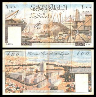Algeria 100 Dinars 1964.  Vf.  P 125.  @ Large Size