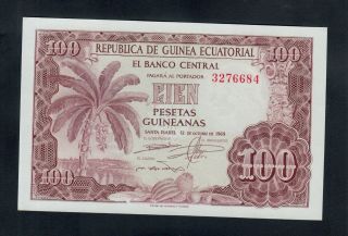 Equatorial Guinea 100 Pesetas Guineanas 1969 Pick 1 Unc.
