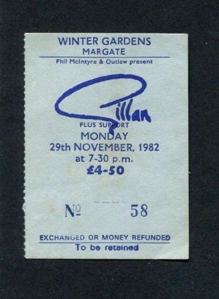 1982 Ian Gillan Spider Concert Ticket Stub Margate Uk Magic Tour