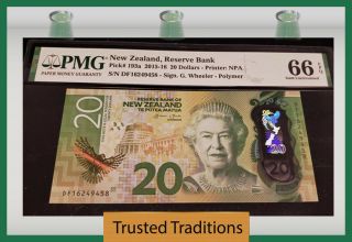 Tt Pk 193a 2015 - 16 Zealand 20 Dollars Queen Elizabeth Ii Pmg 66 Epq Gem Unc