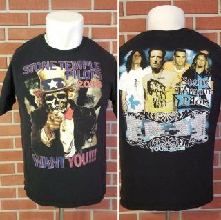 Stone Temple Pilots 2008 Tour T - Shirt Black Cotton Mens Size Large Euc Gildan