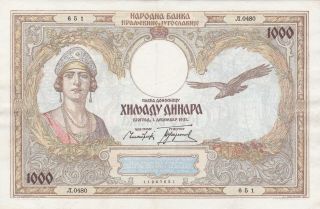 1000 Dinara Very Fine Crispy Banknote From Yugoslavian Kingdom 1931 Pick - 29