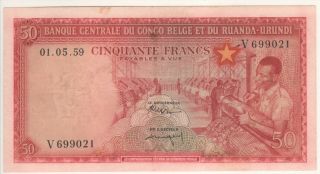 Belgian Congo 50 Francs 1959 P - 32